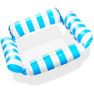 Balinco Aufblasbare Matratze Pool, Wasserhängematte mit Netz, Wasser Luftmatratze mit 4 Luftkammern, Pool Party Sessel, Wasserspielzeug Hängematte, Pool Zubehör für Erwachsene & Kinder (Hellblau)