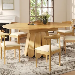 Esstisch Rund Ausziehbar Holz 118-158 x 118 x 76 cm Platz für 6 Personen