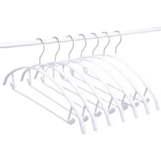 Kleiderbügel - 10 Stück. Metallkleiderbügel – Schulterbügel – Hosenbügel – Packkleiderbügel – 42 cm – weiß. Ohne Schulterteil – rutschfestes Gummiprofil - Weiß