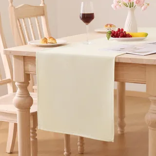 Smiry Leinenoptik Tischläufer, Beige, 40 x 180 cm