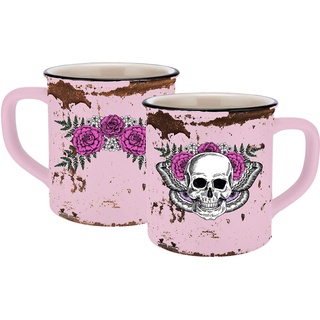 infinite by GEDA LABELS (INFKH) Tasse Lady Skull Emaille-Optik, Rosa