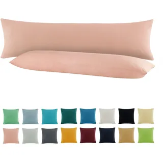 SHC by BaSaTex 2er Pack Jersey Kissenbezüge Kissenhüllen | Kopfkissenbezug aus 100% Baumwolle | 40x145 cm Seitenschläfer Kissenbezug | Farbe Altrosa Rosa