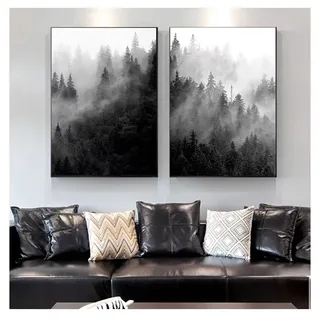 Xiyocadt 2er Schwarz Weiße Baum Poster Set,Aesthetic Wandbilder Kunstposter,Moderne Wald Landschaft Bilder, Leinwandbilder Wandposter Wanddeko für Wohnzimmer,Ohne Rahmen (50x70cm)