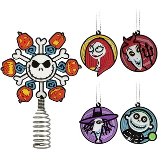 hallmark Disney Tim Burton's The Nightmare Before Christmas, Miniatur-Weihnachtsbaumspitze und 4,3 cm Mini-Ornamente, bruchsicher, 5 Stück