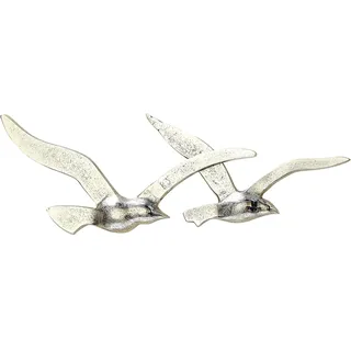 Boltze Wandobjekt Vogel (Wanddeko aus Metall, Vögel, maritimes Motiv, Wandbild für Flur / Wohnzimmer / Esszimmer) 1014713, silber
