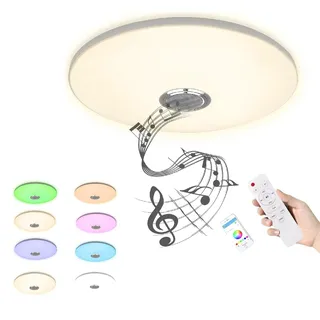 UISEBRT 72W LED Deckenleuchte mit Bluetooth Lautsprecher, Dimmbar und RGB Farbwechsel, Steuerung via App oder Fernbedienung, für Schlafzimmer, Wohnzimmer, Küche