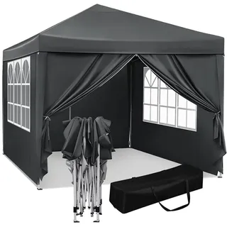 Woltu Faltpavillon 3 x 3 m inkl. 4 Seitenteile Anthrazit