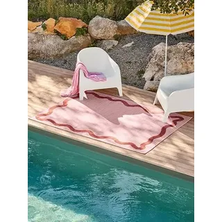RugVista Svirla In & Outdoor-Teppich, Rechteckig, 140 x 200 cm, Rosa | Moderne, Mittlerer Stapel, Nur Handwäsche, Oeko-Tex 100, UV-beständig, Patio