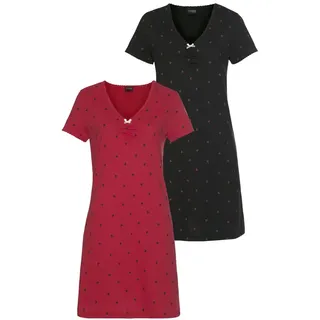 VIVANCE Dreams Nachthemd 2er-Pack, mit Herzchenprint, schwarz