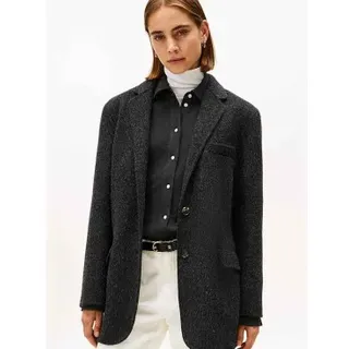 Tommy Hilfiger für Damen. WW0WW46856 Grauer Oversize-Blazer (XS/S), Lässig, Wolle, Klassisch