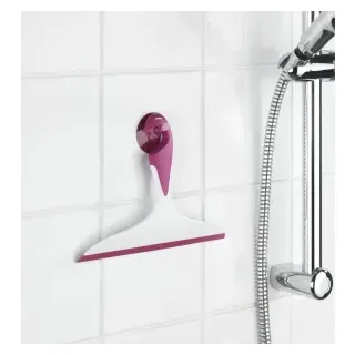 WENKO Loano Duschabzieher, mit Haken, Abzieher zum streifenfreien Abwischen von glatten Flächen, Farbe: Pink