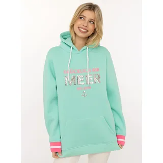 Zwillingsherz Hoodie "Glücklich am Meer" Pailletten Grün