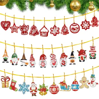 LYLIDIA Diamond Painting Weihnachts Anhänger DIY Kit 30 Stück Doppelseitig Diamont Painting Weihnachten Fensterbilder Geschenkanhänger Weihnachtsbaum Dekoration Deko