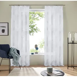 MY HOME Gardine »Belem« Kräuselband 1 Stk. tlg. 1 bzw. 2 Schals, Vorhang, Fertiggardine, Kreise, weiß