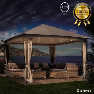 Alu Pavillon INFINITY 3x4m hellgrau inkl. LEDs - Hellgrau, Grau