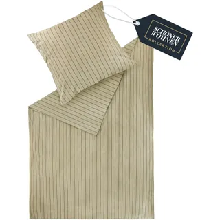 SCHÖNER WOHNEN Flanell Bettwäsche 135x200 Baumwolle Beige - Luxus Bettwäsche-Set 2teilig Öko - kuschelige warme Flauschige Sets - 1 Bettwäschebezug und 1 Kopfkissenbezug 80x80cm - Herbst & Winter