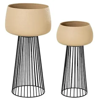 Set mit 2 Blumentöpfen aus Metall mit Füßen in Schwarz, 54 x 27 x 27 cm