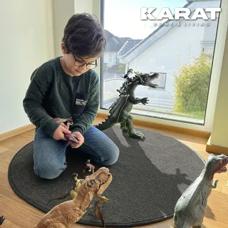 Kinderspielteppich Crocodile Rund viele Farben & Größen Anthrazit 180 cm Durchmesser - Dunkelgrau