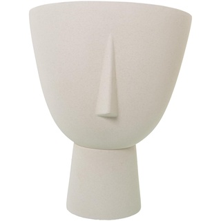 Vase mit Gesicht, Keramik, Beige, gesprenkelt, 29 x 38 cm, Sockel 13,5 cm