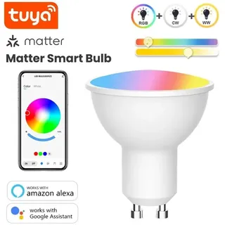 Tuya GU10 RGB+CCT Smart LED-Glühbirne, kompatibel mit Matter und APP