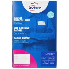 Avery UK, 75 x 40 mm Seide Acetat Namensschild, selbstklebend, weiß