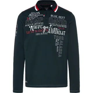 Camp David Poloshirt ALASKA ICE TOUR Langarmshirt - Dunkelblau