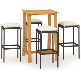 vidaXL 5-tlg. Gartenbar-Set mit Kissen Braun - Braun