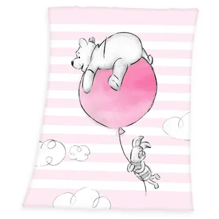 Herding Winnie Pooh Microfaser-Flauschdecke, Polyester, rosa, 75 x 100cm