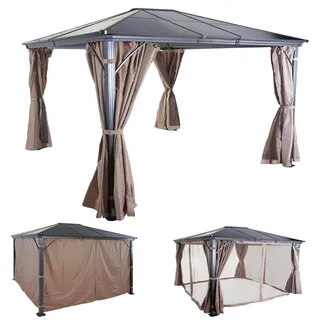 Mendler Hardtop Pergola HWC-C74 3 x 3,6 m Beige
