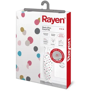 Rayen | Universelle Bügelbrettabdeckung | EasyClip-Einstellung des Bügelbezugs | 2 Schichten: Schaumstoff und 100% Baumwollgewebe | Basic-Plus-Reihe | Maße: 130x47 cm | Einstampfend
