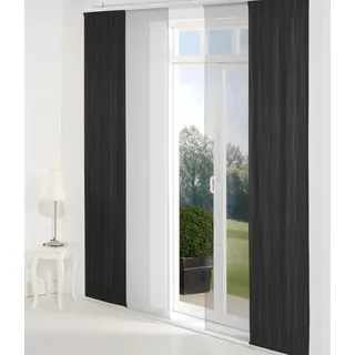 Schiebegardine WIRTH "LANGWASSER" Gr. 3, schwarz, B:60cm H:225cm, Jacquard, Polyacryl, Polyester, Gardinen, Schiebegardine, inkl. Beschwerungsstange