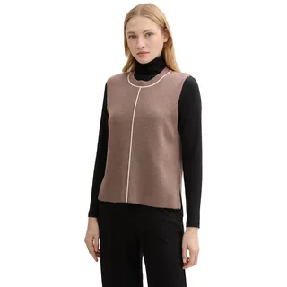 TOM TAILOR Damen Pullunder mit Ziernaht, 36516 - Taupe Grey, XL