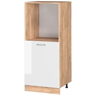 Vicco Herdumbauschrank R-Line Weiß Hochglanz 60 cm , Weiß Hochglanz, Eichefarben , Holzwerkstoff , 2 Fächer , Rechteckig , 60x143x57 cm , Küchen, Küchenmöbel, Küchenschränke, Geräteumbauschränke