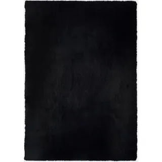 Hochflorteppich , Schwarz , Textil , Uni , rechteckig , 80x150 cm , Oeko-Tex® Standard 100 , für Fußbodenheizung geeignet , Teppiche und Böden, Teppiche, Hochflorteppiche & Shaggys