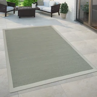 In- & Outdoor Teppich Balkon Küchenteppich Sisal Optik Einfarbig Grün Beige Grösse 120x170 cm - Grün