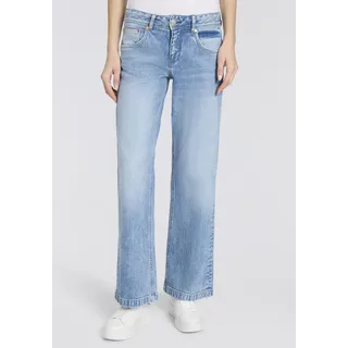 5-Pocket-Jeans HERRLICHER "Edna Denim", Damen, Gr. 34, Länge 30, sky worn, Denim/Jeans, Obermaterial: 99% Baumwolle, 1% Elasthan, Jeans 5-Pocket-Jeans, Flared Fit mit mittlerer Leibhöhe