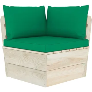 vidaXL Garten-Paletten-Ecksofa mit Kissen Imprägniertes Fichtenholz - Grün