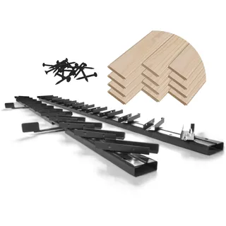 Prestige Ostaszewska Gartenbeschlagsystem mit 11 Lamellen im Lieferumfang | 100 cm| Schwarz, Kiefer natur, Terrassenrollladensystem Verzinkter Stahl - Schwarz