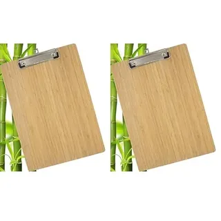 WEDO Klemmbrett DIN A4 aus Bambus, nachhaltiges Schreibbrett aus Holz, Clipboard für Büro und unterwegs, braun, natur (Packung mit 2)
