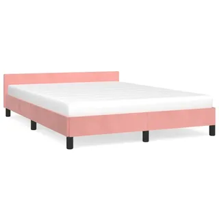 vidaXL Bettgestell mit Kopfteil ohne Matratze Rosa 140x190 cm Samt - Rosa
