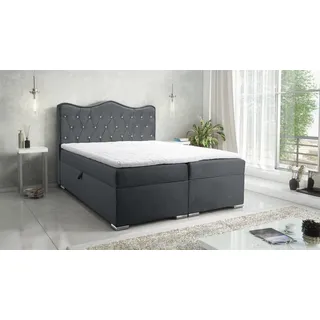 Fun Möbel Boxspringbett Schlafzimmerbett SULTAN New in Stoff Velvet X Graphitgrau 120x200cm - Schwarz