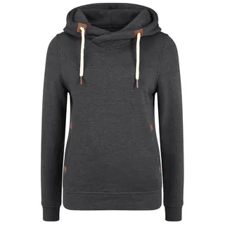 Kapuzenpullover OXMO "Hoodie OXVicky", Damen, Gr. XS, grau (dar grau m), Obermaterial: 80% Polyester PES. 20% Baumwolle CO., Sweatshirts Kapuzenpullover