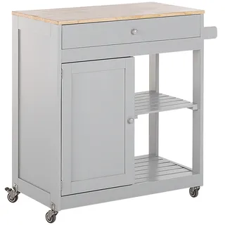 Beliani Servierwagen Grau Trapani - Grau, Hellbraun , Holzwerkstoff , 75x87x44 cm , Esszimmer, Servierwagen