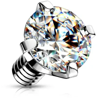 Paula & Fritz® Aufsatz-Dermal Anchor 3 mm Zirkonia klar 316L Chirurgenstahl 1,2 mm Gewinde Haut-Anker Skin Diver Implantat Kugel