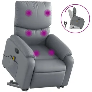 vidaXL Massagesessel mit Aufstehhilfe Grau Kunstleder