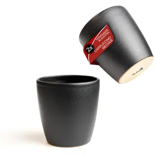 Mr. Barista® 2er Set Cappuccino Becher - handmade - perfekt für Cappuccino- 300ml - spülmaschinenfest - schwarz matt