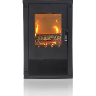 Kaminofen modern model Lheia Schwarz, Energieeffizienz A, 7.5 kW, 570 x 382 x 926 mm - Schwarz