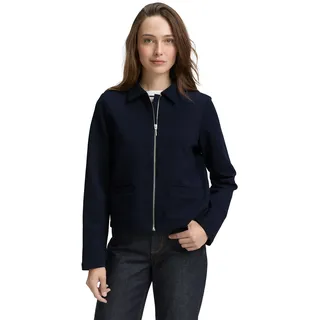 Jackenblazer TOM TAILOR, Damen, Gr. XS, blau (sky captain blau), Web, Obermaterial: 54% Baumwolle, 43% Polyester, 3% Elasthan, unifarben, regular fit taillenbedeckt, gerader Abschluss, Blazer Jackenblazer, mit Kragen