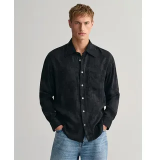 Gant Rel Cupro Viscose Jacquard Langarmhemd - Black - M