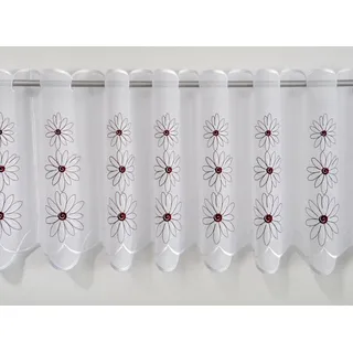 Stickereien Plauen Scheibengardine »Blüten« Durchzuglöcher 1 Stk. tlg. veredelt mit echter Plauener Spitze Stickerei, weiß